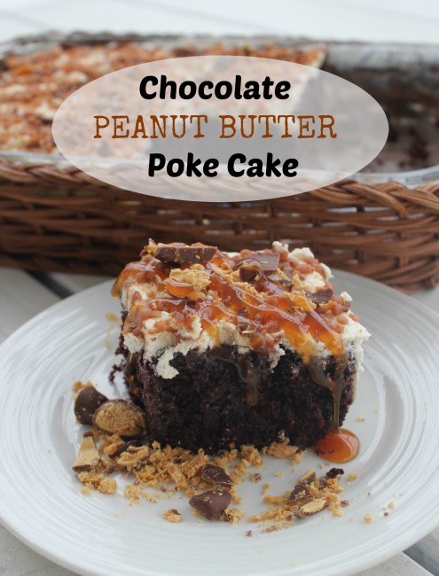 Chocolate Peanut Butter Poke Cake from www.joyinourhome.com