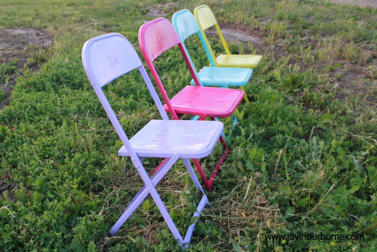 Fun and Colourful Metal Chair Makeover by Joy In Our Home  www.joyinourhome.com