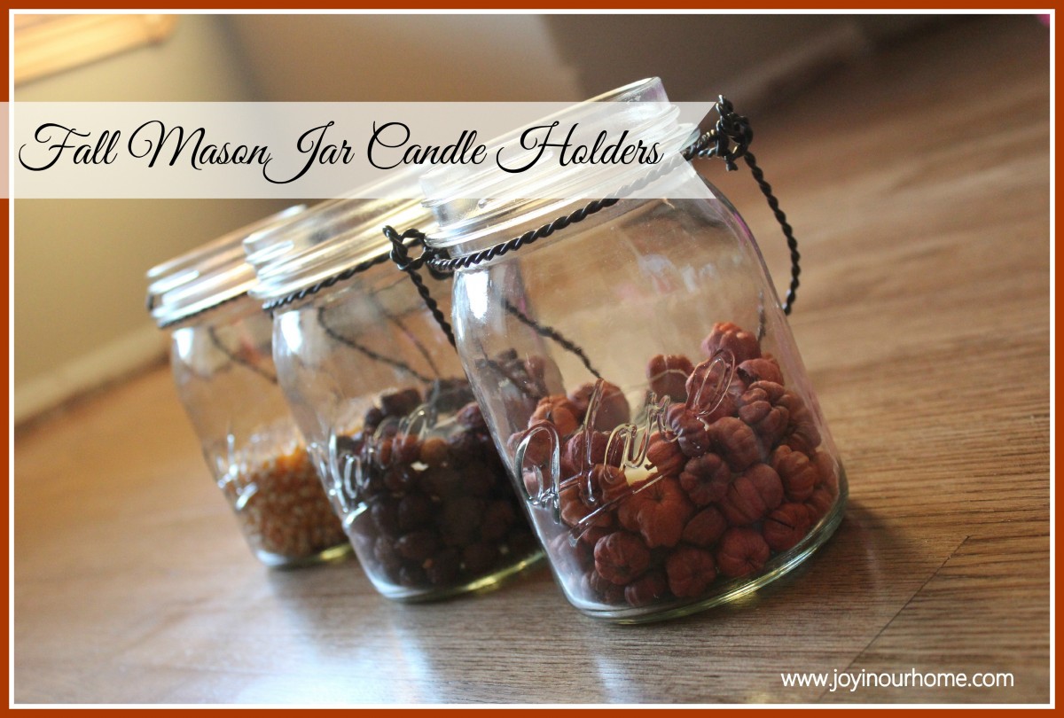 Fall Mason Jar Candle Holders at www.joyinourhome.com