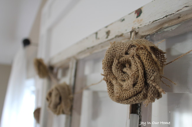 Burlap Rose Garland at www.joyinourhome..com