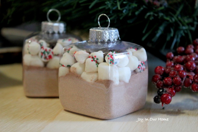 Hot Chocolate Mix Ornaments and the DIY Monthly Challenge on www.joyinourhome.com