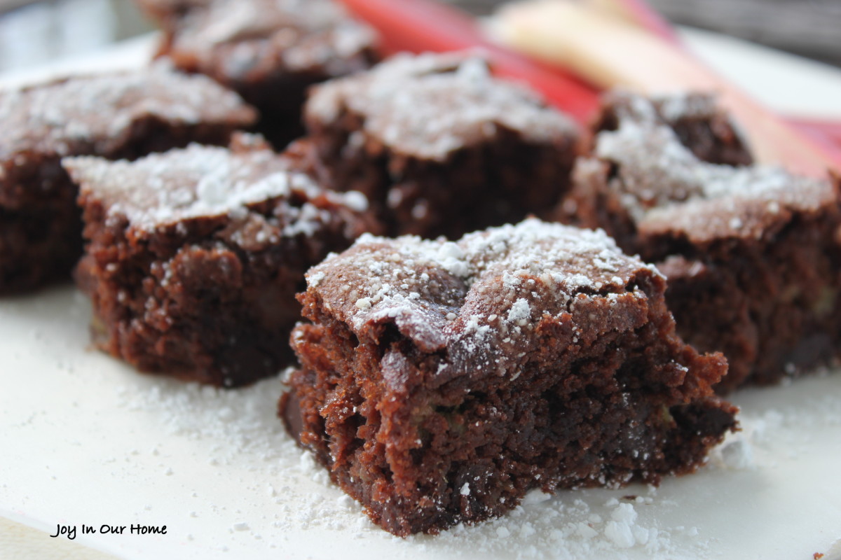 Chocolate Rhubarb Brownies from www.joyinourhomecom