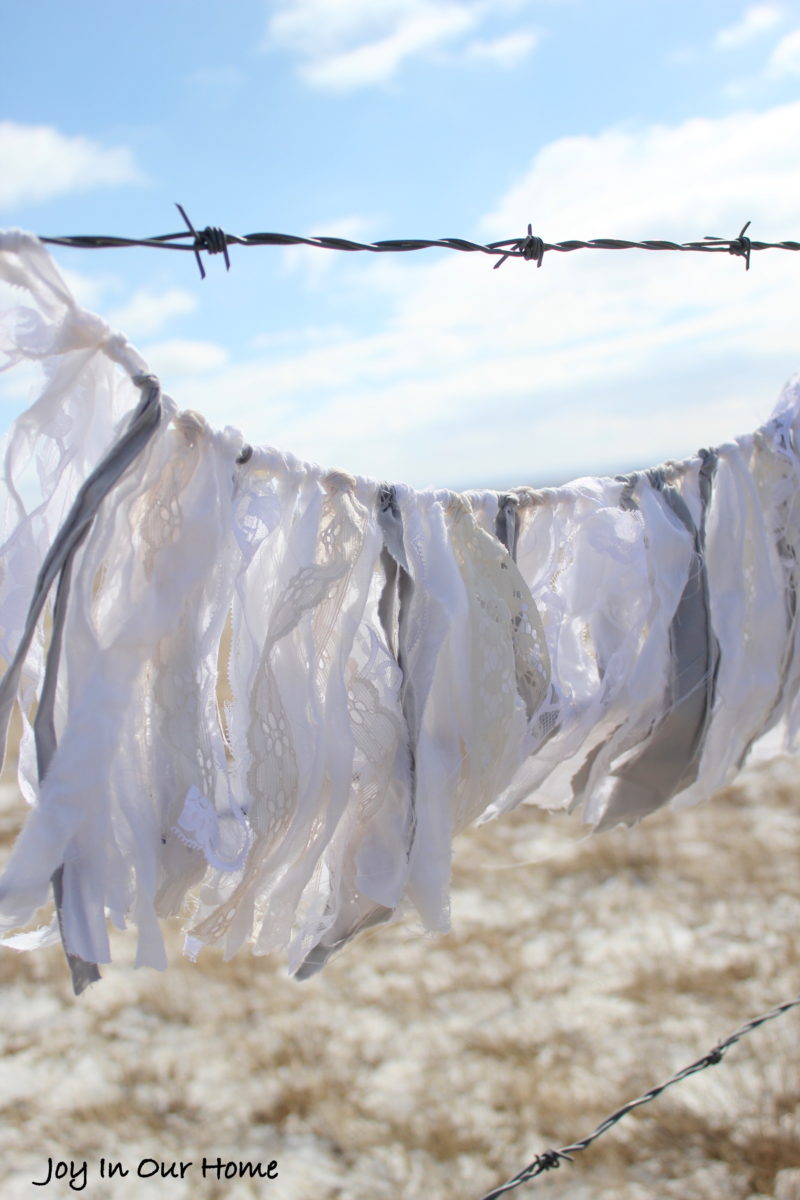 Fabric and Lace Farmhouse Inspired Garland