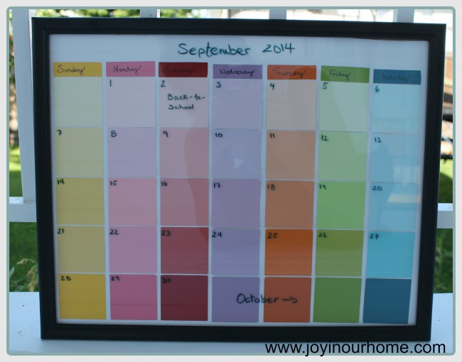 Back to School Erasable Paint Chip Calendar from www.joyinourhome.com