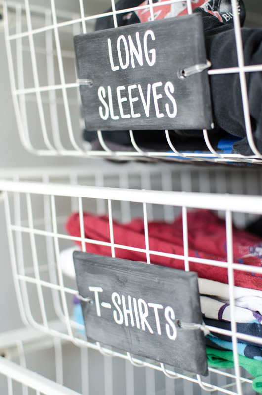 Organized Closet with IKEA ALGOT and Chalkboard Labels