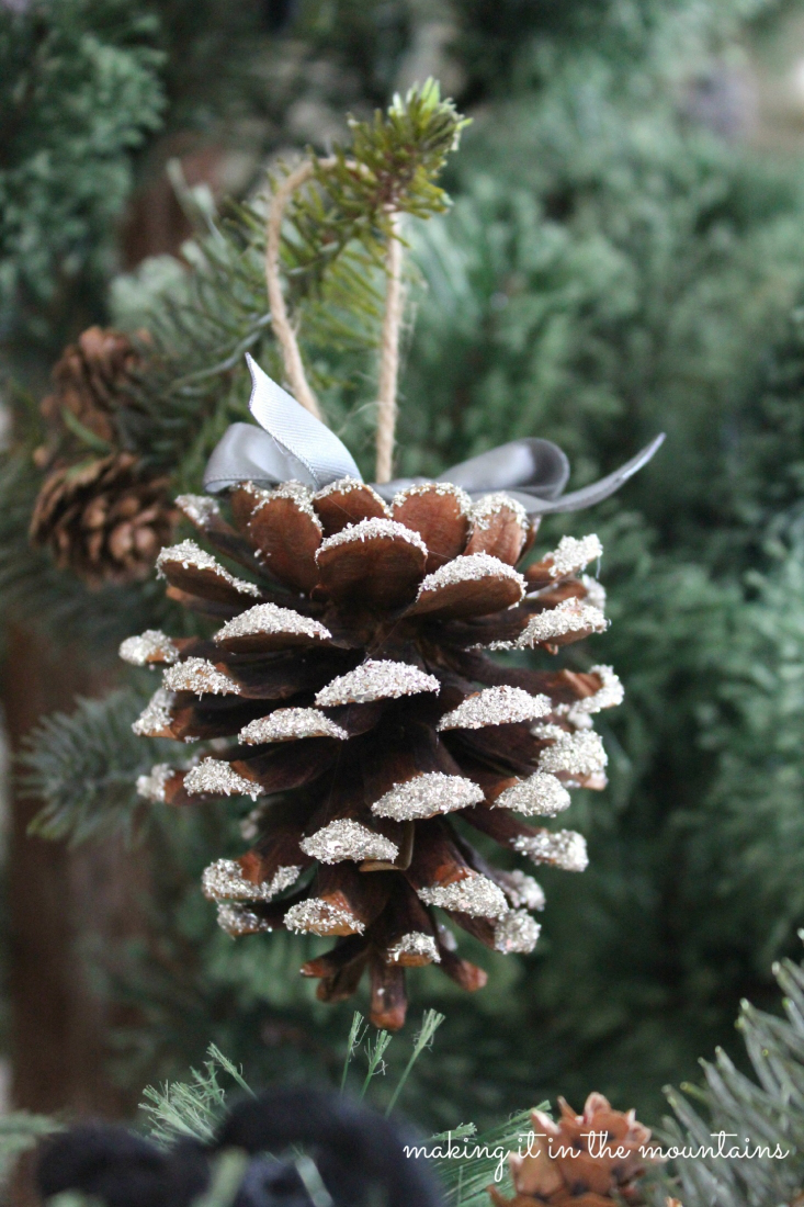 Glass Glitter Pine Cone Ornaments - making it in the mountains