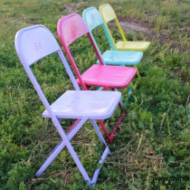 Fun and Colourful Metal Chair Makeover by Joy In Our Home  www.joyinourhome.com