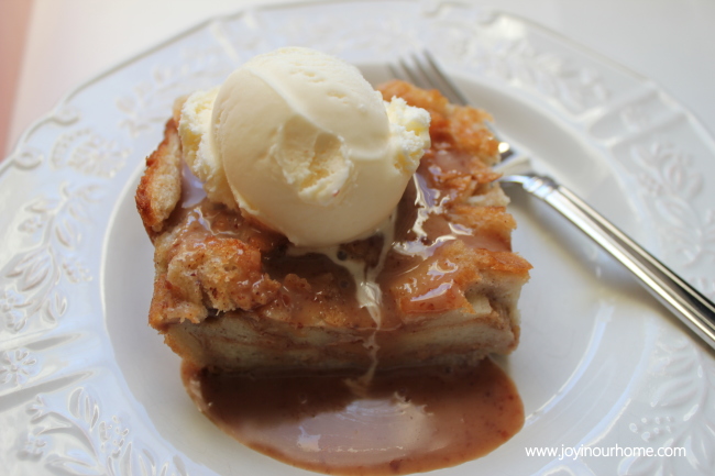 Bread Pudding with Cinnamon Toffee Sauce from www.joyinourhome.com