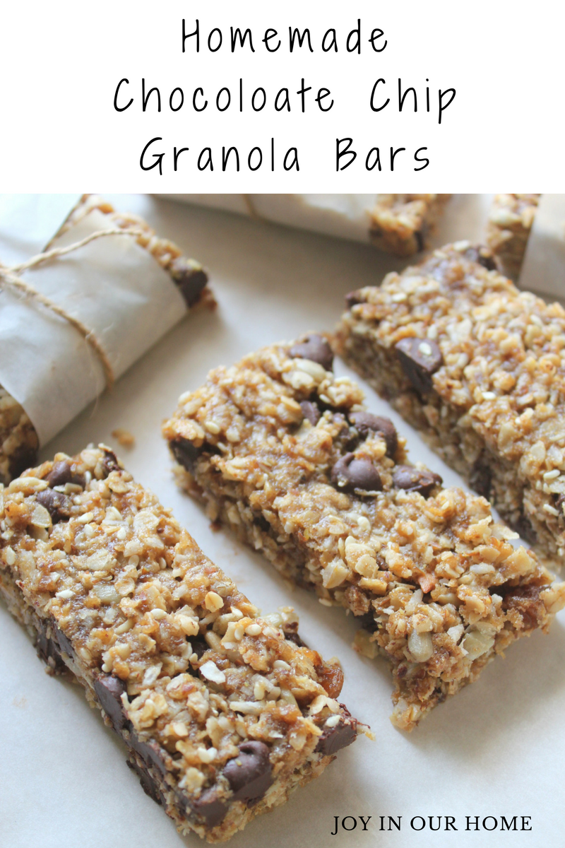 Homemade Chocolate Chip Granola Bars | Joy in Our Home